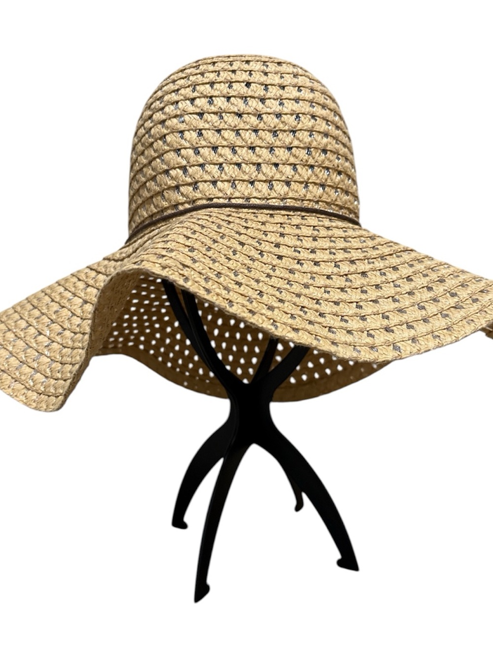 Floppy 5” Wide Brim Straw Sun Hat Coastal Grandma Beach Vacation Boho - Picture 4 of 8